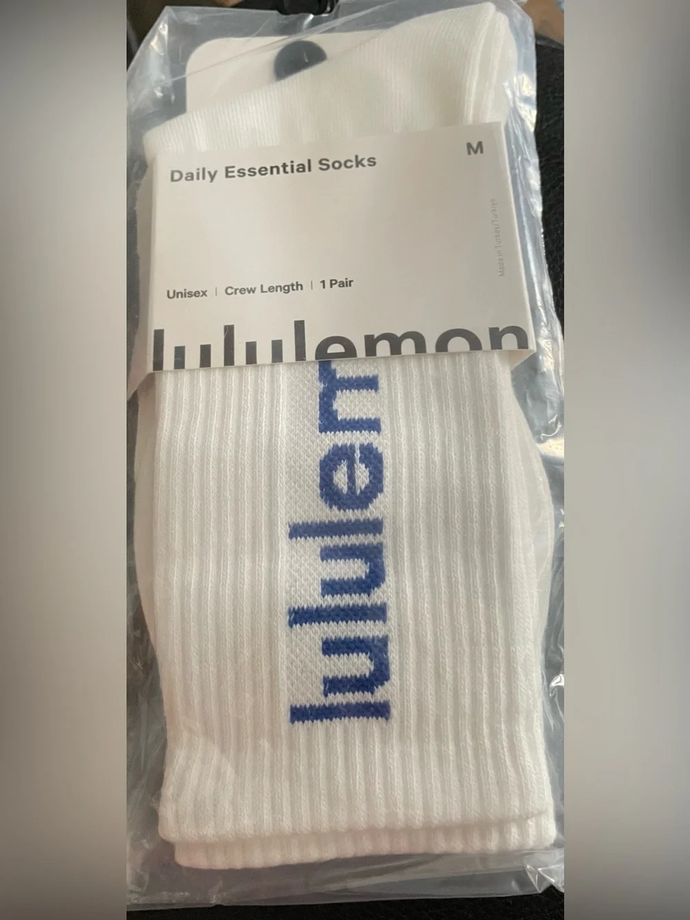 lululemon athletica Daily Essential Crew Socks - White with Blue Logo